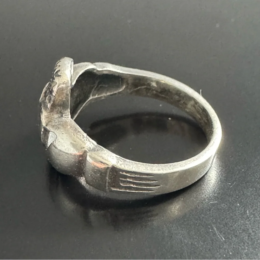 Vintage 925 Sterling Silver Claddagh Ring, Size 4.75